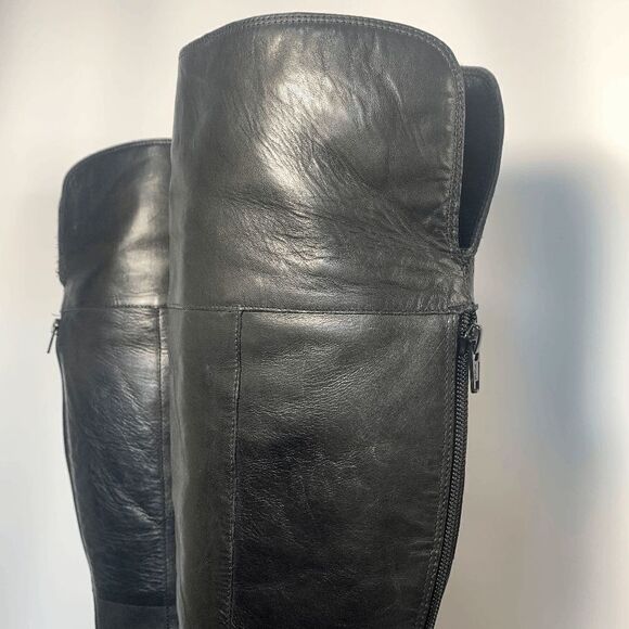 Nine West Leather Almond Toe Zipper Closure Wedge Heeled Boots Black Size 6.5 - Picture 11 of 15